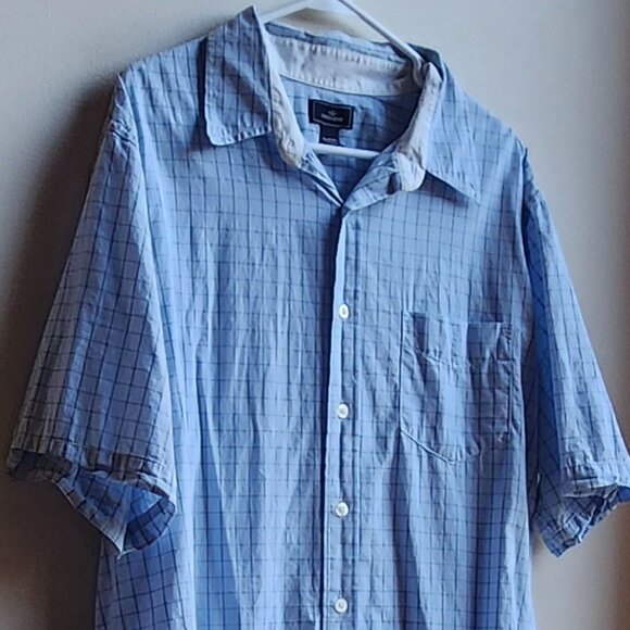 Dockers Blue Checked Short Sleeve Casual Button Down Shirt Size XL - Picture 2 of 13